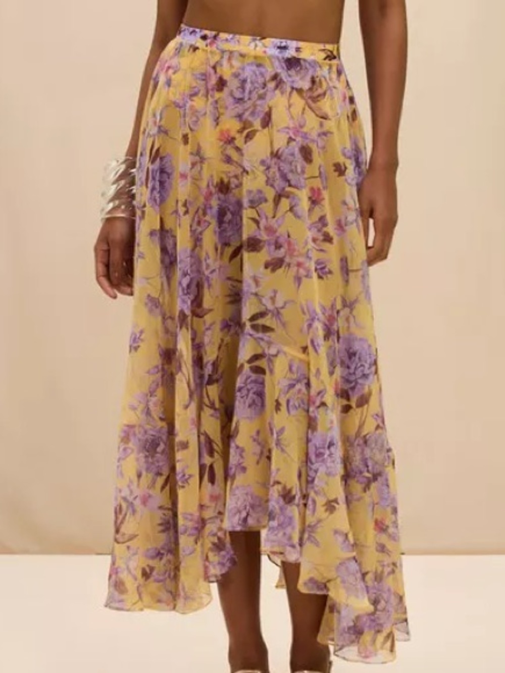 PatBO Peony-Print Chiffon Maxi Skirt